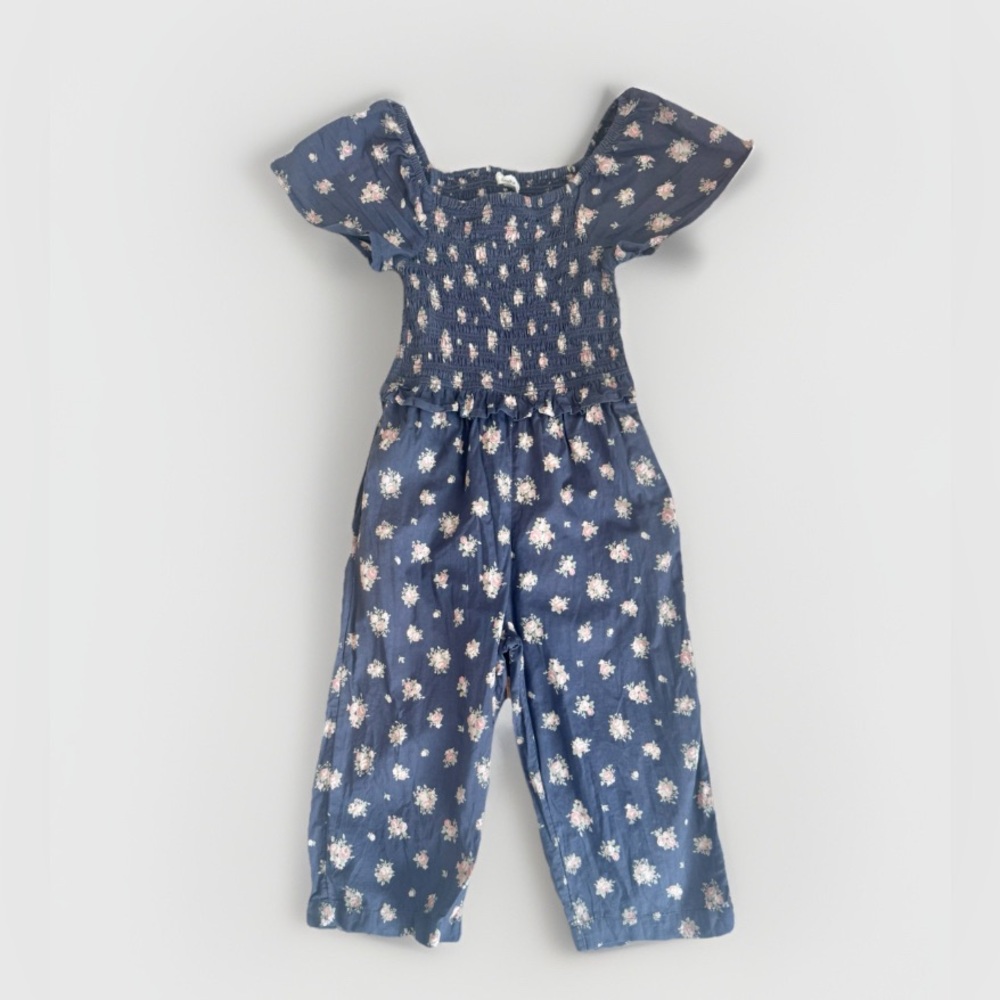 Newbie By Kappahl Sz 7-8 Girls Jumpsuit Romper Floral Navy Blue Bought In Sweden